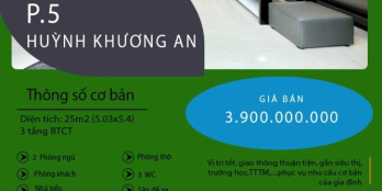 Gò Vấp, P5, Huỳnh Khương An, 3 tầng, 3,9 tỷ