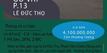 Gò Vấp, P13, Lê Đức Thọ, HXH, 60m2, chỉ 3.7 tỷ