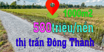 Bán đất lập vườn giá F0 chỉ 580triệu/nền 1000m2 chính chủ tại thị trấn Đức Huệ