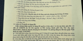 Nền thổ cấp phép xd, đối diện vincom xuân khánh 1ty550