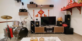 Nhà mới 4 tầng BTCT, ngang 4 x 14, DT sàn 228m2, ngay ngã tư Bốn Xã, mặt tiền KD