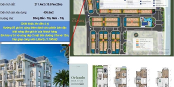 Bán căn Orlando 11x20, sàn XD 436m, Góc 2 mặt tiền siêu đẹp, sát công viên 1100m