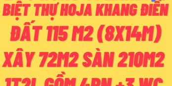 BDS HÙNG VĨ LAND Siêu Rẻ ! Biệt THự Hoja Khang Điền 8x14m chỉ 19tr 25/12/2022