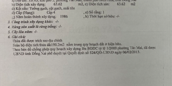 NGÂN HÀNG PHÁT MÃI NHÀ VÀ 190M2 ĐẤT TẠI P. TÂN MAI, TP. BIÊN HÒA.