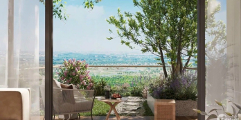 Căn hộ hoa hậu S01 Meraki Ecopark chờ chủ nhân, ban công sân vườn rộng 18,5m2.