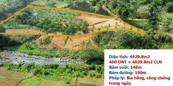Siêu phẩm bám suối cái có dt 4430m2 có 400m2 ont phù hợp làm homestay