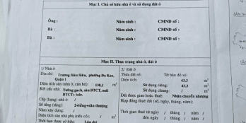 Bán nhà 47m2, 4T 6PN, mặt đường Trương Hán Siêu, Đa Kao, Quận 1. 14,5 tỷ