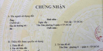 Nhà c4 diện tích khủng 130m2 (4 x 30), hẻm 4m Tôn Đản. Chỉ 7,5 tỷ