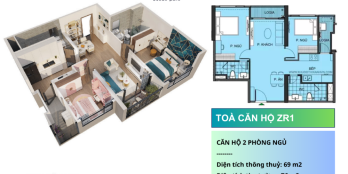 Bán căn 2PN2VS 69m2 HOT nhất The Zurich. Giá RẺ nhất thị trường. HTLS 0% 8 năm