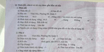 Mặt tiền kinh doanh Vĩnh Hội, 66m2 (4 x 16.5), 4 tầng 5pn. 26 tỷ