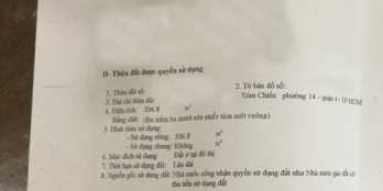 Mặt tiền Xóm Chiếu Q4 dt khủng 337 m2 (ngang 6m). 35 tỷ