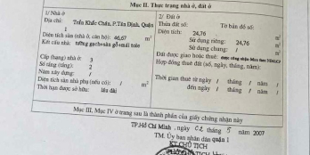 Mặt tiền 4 x 8 đường Tân Định, Quận 1. 8,8 tỷ