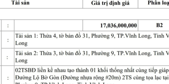 Ngân hàng định giá 17 tỷ cần bán giá 22,5 tỷ lô đất 500m2  TP. Vĩnh Long