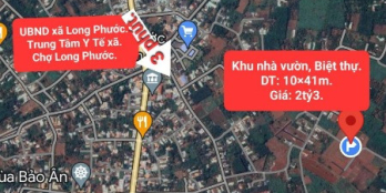 KHU NHÀ VƯỜN BIỆT THỰ DT 400m2 GIÁ 2tỷ3 CÁCH UBND XÃ LONG PHƯỚC 3 PHÚT.