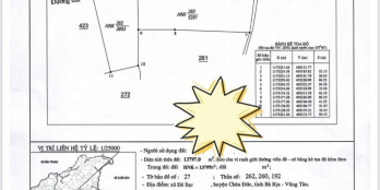 Bán đất vườn xả Đá Bạc Huyện Châu Đức Tỉnh Bà Rịa Vũng Tàu. 13.800m (550tr/sào)