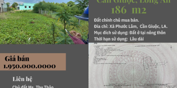Bán đất thổ cư _186 m2_Xã Phước Lâm_Huyện Cần Giuộc_Long An.