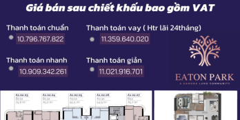 Eaton Park - Căn góc tháp A1- Giá trực tiếp chủ đầu tư  - Thanh toán 5% ký HĐ.