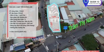 Siêu phẩm Nhà góc 2 mặt tiền đường Trần Thị Năm, Nở hậu