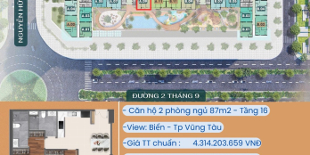 Căn hộ VTCP 2 phòng ngủ 87m2 tầng 16. Chuẩn bị bàn giao, đơn vị CBRE quản lý