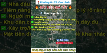  BÁN LÔ ĐẤT ĐẸP MẶT TIỀN ĐƯỜNG NHỰA Ô TÔ – PHƯỜNG 6, TP. CAO LÃNH