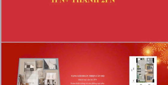 CĂN HỘ 1PN +, TẶNG GÓI THIẾT KẾ 30TR THÀNH CĂN 2PN. LH BOOKING: 056 665 5678