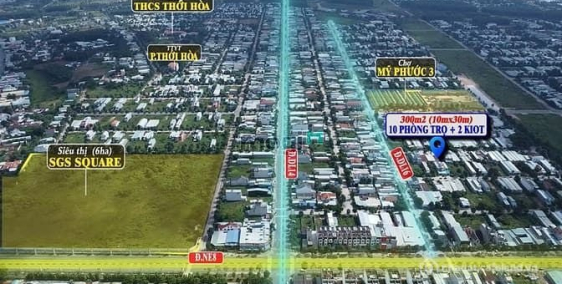 Bán nhà riêng: Siêu Hiếm 2 Dãy Nhà Trọ Full Phòng Tại Mỹ Phước 3 MT đường 16m, S