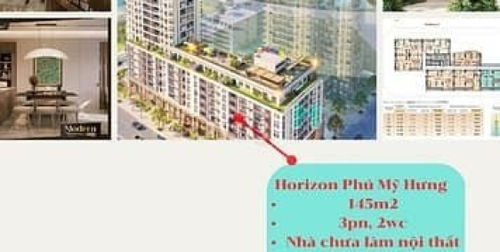 Bán căn hộ chung cư: Bán The Horizon 145m2 dt lớn - 3pn- 2wc- 24,5 tỷ