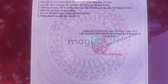 Bán đất thổ cư: Bán Lô Đất Mặt Tiền Đường Dh514 Xã Phước Hòa, TP.HCM