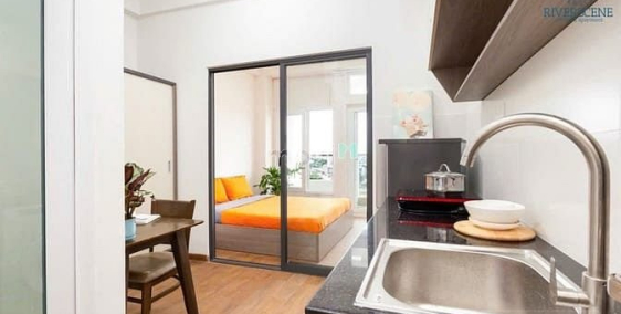 Căn hộ chung cư: CĂN HỘ TẠI Q4  35m2Ban côngPhòng ngủ tách bếp,View sông