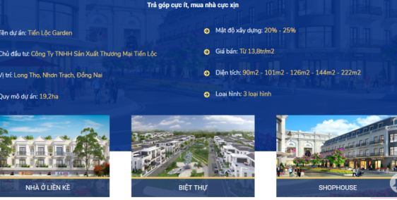 shophouse 90m2 - 139,5m2 dự án tiến lộc garden