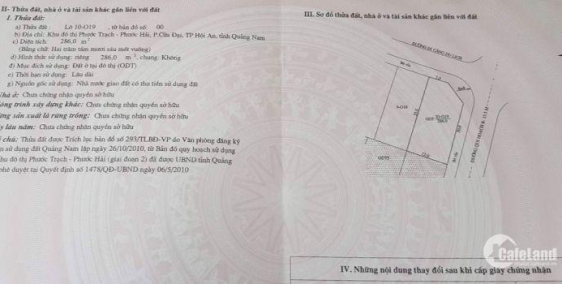 BÁN 04 LÔ ĐẤT NỀN THỔ CƯ TẠI KHU ĐÔ THỊ PHƯỚC TRẠCH PHƯỚC HẢI, CỬA ĐẠI, HỘI AN