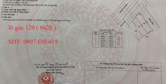 tôi chính chủ bán lô đất 120m2 mặt tiền đường võ văn bích, thổ cư 100%, sổ hồng riêng,  kẹt tiền bán 1 tỷ 2 lh: 0907.639.419