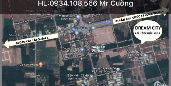 Đất nền sổ hồng riêng dự án Dream City tại trung tâm hành chính Nhơn Trạch, 0934.108.566 Mr Cường