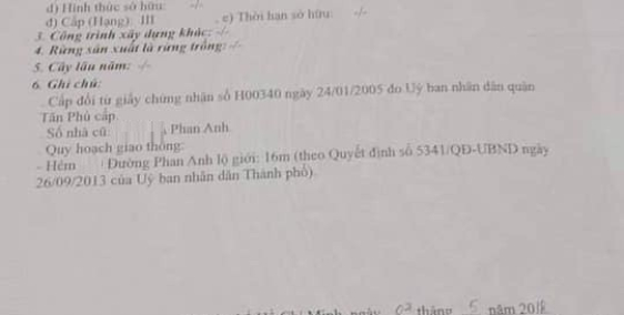 Bán Nhà 4x16m.3 Lầu,Hẻm 10m Phan Anh.P Hiệp Tân.Q Tân Phú.TPHCM