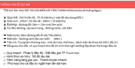 " HOT" ĐẤT NỀN ĐẦU TƯ, ĐẤT NỀN VEN BIỂN HẢI TIẾN, LH ; 08484.63.186