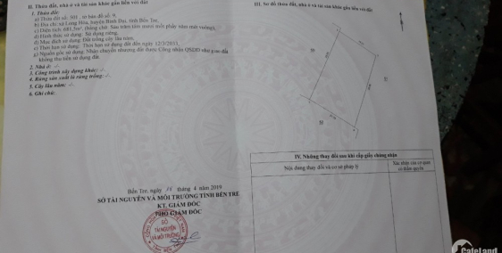 Chính chủ cần bán đất vườn gần KCN Phú Nhuận huyện Bình Đại, Tỉnh Bến Tre