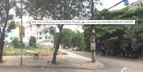 Đất Thổ Cư Đường Trục,P13,Bình Thạnh( gần cầu bình lợi),Giá Mềm,SHR,XD
