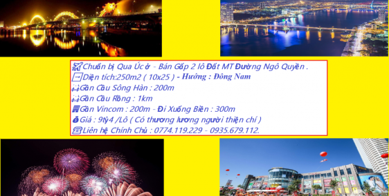 Chuẩn Bị qua Úc ở . Bán Gấp Gấp 2 Lô Mặt tiền Đường Ngô Quyền