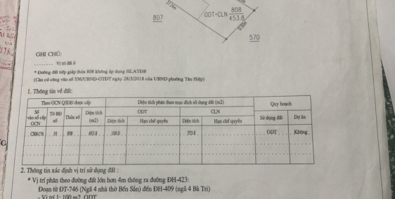 Cần Bán Nhanh Lô Đất Cạnh Khu Công Nghiệp Tân Hiệp-Tân Uyên-Bình Dương.