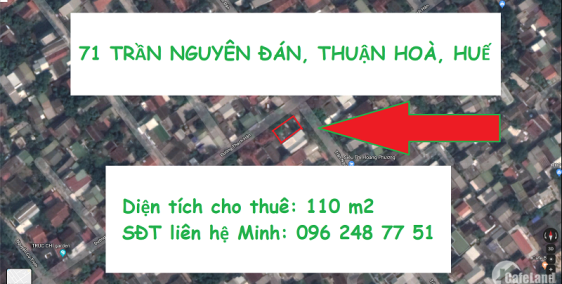Cho thuê mặt bằng 2 mặt tiền Trần Nguyên Đán & Thạch Hãn TP Huế, chính chủ