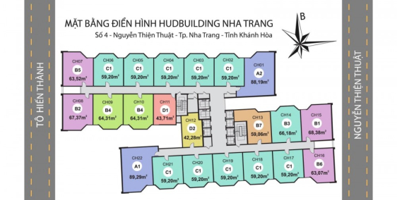 Căn hộ ký hiệu 19 HUD Building 04 NTT Nha Trang, tầng cao, chung cư giá tốt.