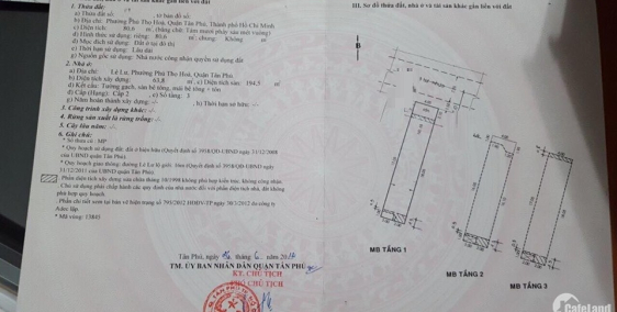 Bán Nhà 4x20m.2 Lầu.MTNB Lê Lư.P Phú Thọ Hòa.Q Tân Phú.TPHCM