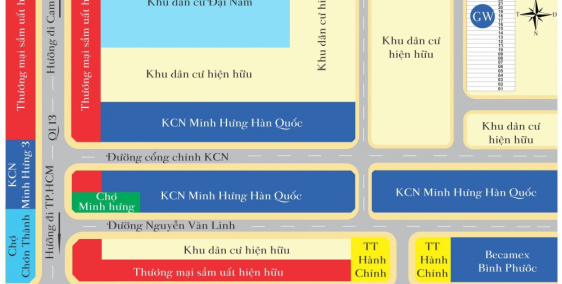 ĐẤT NỀN KHU CÔNG NGHIỆP MINH HƯNG - HÀN QUỐC GIÁ CHỈ 239TR /NỀN