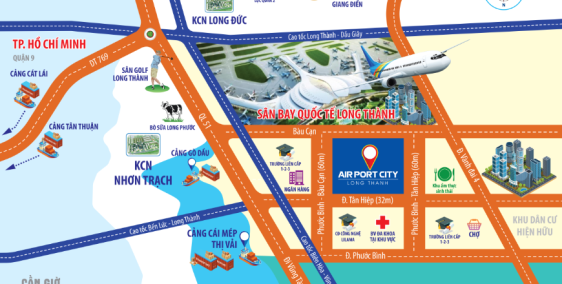 Đất MT QL 51, Sát Sân Bay Long Thành, Đồng Nai, 660tr/ nền, SHR, thổ cư