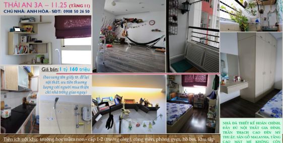 Nhà bán: 49 m2 Chung cư thái an 3a – 11.25 (tầng 11) – 1 phòng ngủ, 1 wc