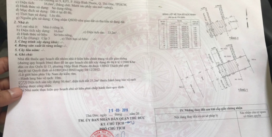 Bán nhà 1 trệt 1 lầu, sổ riêng, chính chủ, Hiệp Bình Phước, Thủ Đức