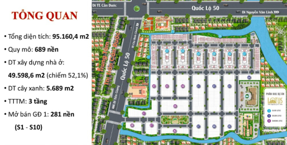 Đất nền Quốc Lộ 50 Cần Đước Long an , Lotus New City