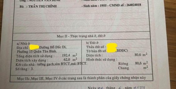 Bán nhà 1T2L Hồ Đắc Di, Tân Phú. Vị trí đắc địa 62m2 giá 8.7 tỷ