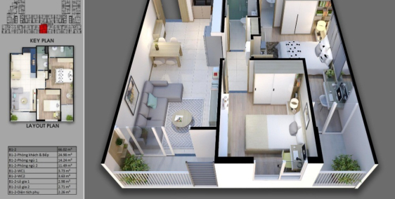 Cần bán gấp căn Carillon 7, 2PN, 2WC, hướng Đông, giá 2.180 tỷ bao full phí