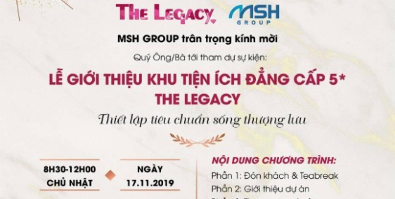 SIÊU ƯU ĐÃI TẠI SỰ KIỆN GIỚI THIỆU KHU TIỆN ÍCH ĐẲNG CẤP 5* THE LEGACY